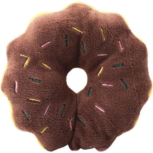 Cute Creative Donuts Shape Dog Toy Plush Bite-Resistant Pet Chew Toy Pet Squeaky Toy Pet Supplies Dog Favors Pet Toy Cartoon Toy