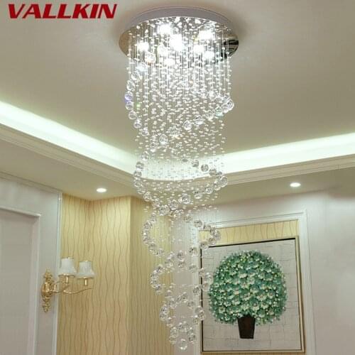 Modern LED Double Spiral Crystal Chandelier Lighting for Foyer Staircase Hotel Hall Ceiling Chandeliers Hanging Suspension Lamp
