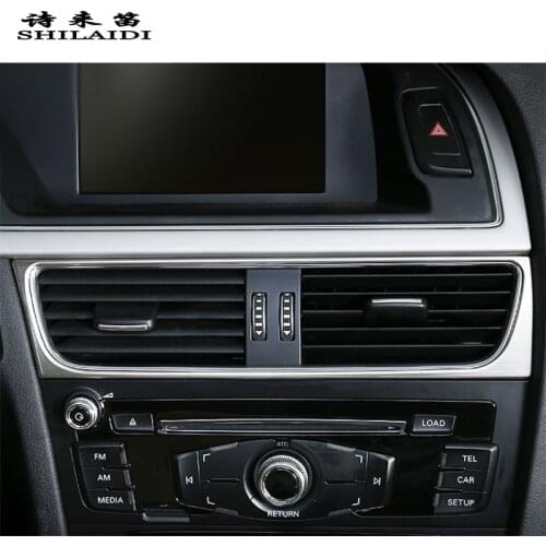 Car styling Center Console Air Conditioning Outlet frame covers Stickers trim for Audi A4 B8 A5 stainless steel Auto Accessories