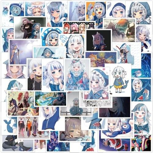 10/30/50PCS Cartoon Japanese Girl Shark Girl Sticker Skateboard Laptop Graffiti Computer Luggage Waterproof Sticker Wholesale