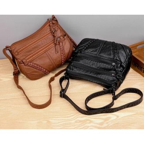 Women Messenger Purse Retro Style Braided Pattern Shoulder Bag Lightweight Travel Satchel Crossbody Bags with Adjustable Strap