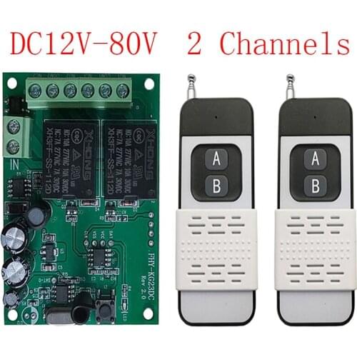 433MHz Universal Wireless Remote Control DC12V 24V 12V-80V 2CH RF Relay Receiver Transmitter for Garage/Gate/Motor/LED/Light