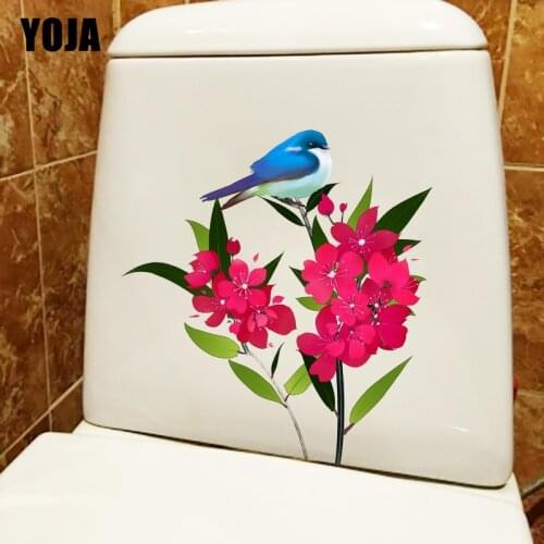 YOJA 20.1*21.6CM Floral Blue Bird Living Room Decor Wall Decal Classic Toilet WC Sticker T1-0512