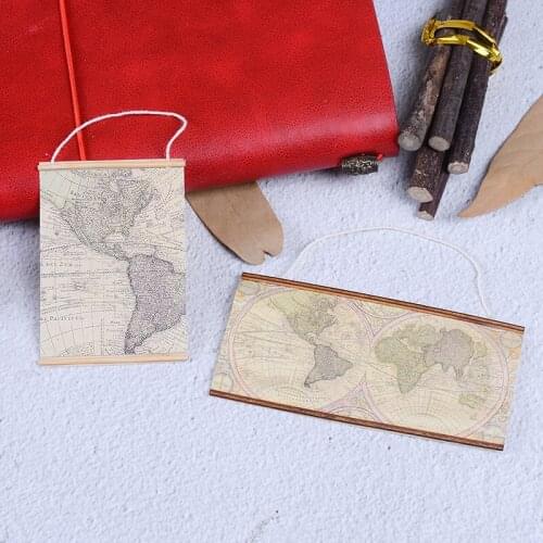 1/12 Mini World Map Simulation Furniture Model Toys for Doll House Decoration Dollhouse Miniature Accessories