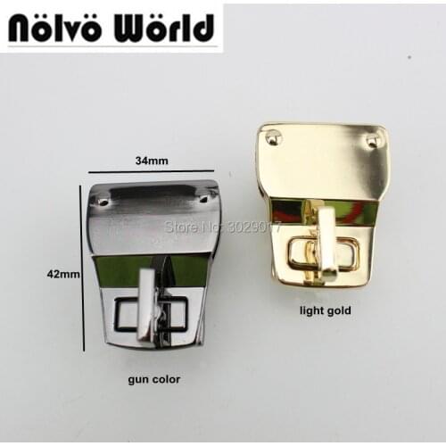 10sets zinc alloy metal big version rectangular light gold turn lock fashion hardware bag accessory lock for briefcase