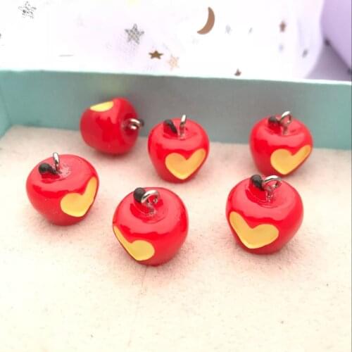 10pcs 15*15mm resin Simulation apple charms Jewelry necklace earring pendant keychain charms for DIY decoration gift