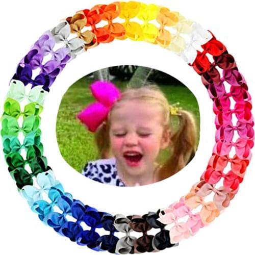 OEM Solid 4inch Hair Bows With Clips Girls Solid Grosgrain Ribbon Hair Bow Kids Boutuique Hair Accessories Drop Shipping