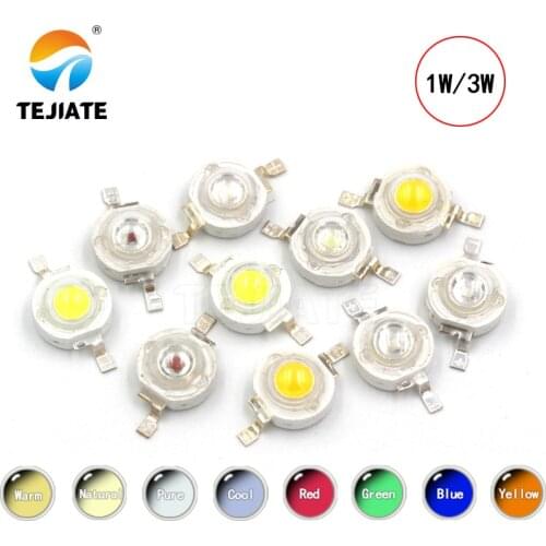 10Pcs/lot Real CREE 1W 3W High Power LED Lamp Beads 2.2V-3.6V SMD Chip LED Diodes Bulb White / Warm White / Red / Green / Blue