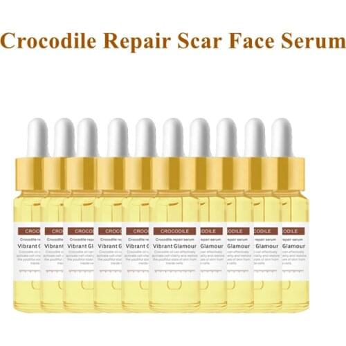 VIBRANT GLAMOUR Crocodile Repair Scar Serum Acne Treatment Stretch Marks Removal Acne Scar Whitening For Spots Skin Care 10PCS