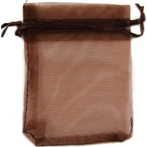 100Pcs Coffee Organza Bags Wedding Party Decoration Drawable Packaging Jewelry Candy Packaging Organza Bags & Pouches