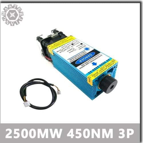 2.5W ttl pwm 3p Carving Focusable Laser Head 450nm 2500mW 3P Adjustable Focusing TTL PWM Control Blue Laser Module Engraving