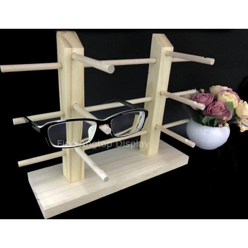 3 Tier Wood Sunglasses Display Rack Eyewear Display up to 6 glasses Stand Holder