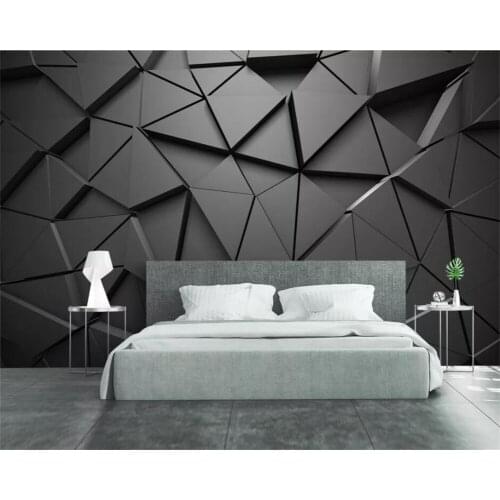 Beibehang 3D geometric abstract gray triangle background wall decoration fashion living room bedroom wallpaper mural