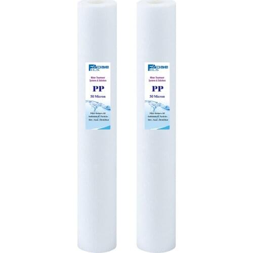 50 Micron 20"x2.5" Sediment Filter Replacement - Melt-blown Polypropylene - 2 PACK