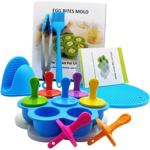 7PCS Silicone Egg Bites Molds Reusable Storage Container with Lid for Instant Pot Accessories Cooking Milk Ice Tool