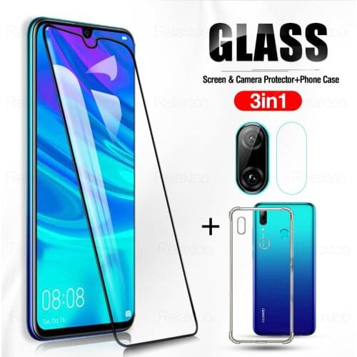 3in1 чехол camera glass+airbag case for huawei p smart 9 2019 soft clear anti-shock phone cases psmart9 psmart 9 fundas cover