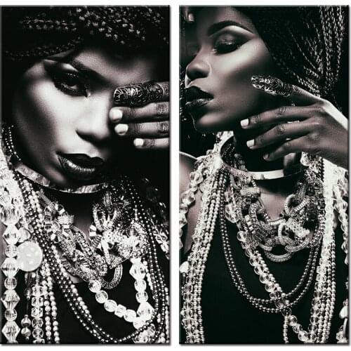 Black Woman with Silver Jewelry Canvas Art Posters and Prints African Dancer Canvas Paintings On the Wall Art Picture Home Decor