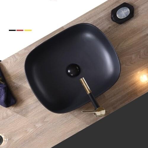 Black Ceramic bathroom basin simple black bathroom European art washbasin home basin with tap