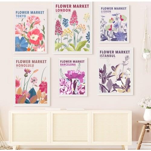 Flower Market Spring Floral Colorful Botanical Nordic Posters And Prints Wall Art Canvas Painting Decor Pictures For Living Room