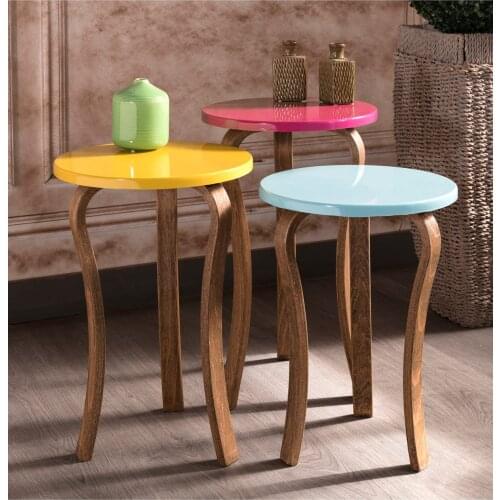 Zigon Coffee Table Wood Lükens Foot Side Coffee Table Yellow Blue Fuchsia