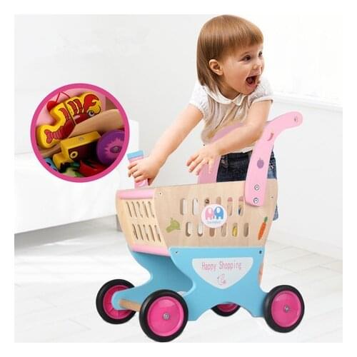 Walkers Activity Gear Wooden Mini shopping car baby walker andador para bebe trotteur enfant marcheur jouet Fruit Baby puzzle