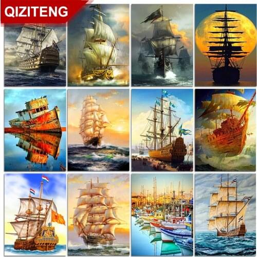 DIY Landscape Diamond Painting Mosaic Sailboat Square/round Diamond Embroidery Cross Stitch Kit Home Background Wall Decoration