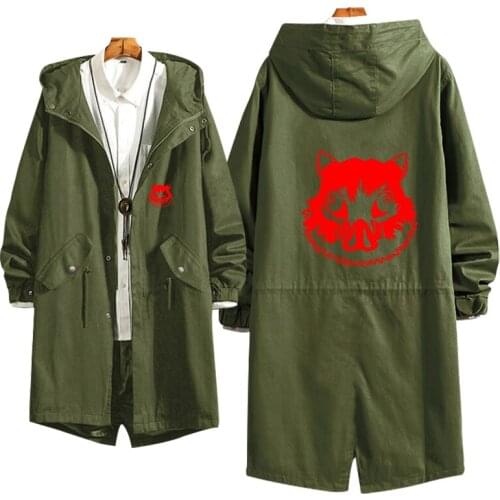 Couples Long Coat Demon Slayer Cosplay Hoodie Role Hashibira Inosuke Luminous Print Zipper Tooling Thick Jacket Overcoat
