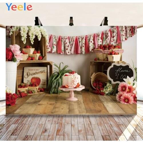 Yeele Happy Birthday Cake Flower Baby Showers Decoration Photography Background Decoration Photocall Backdrop Photo Studio