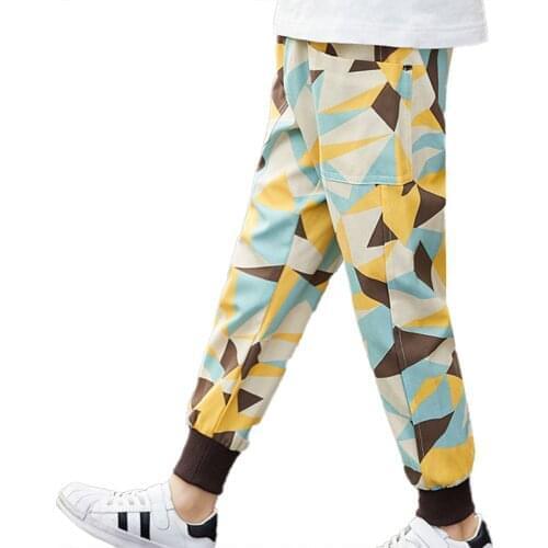 Oyolan Camouflage Pants Boy Summer Casual Cotton Kid Cargo Pants Overalls Children Trousers for Teenager 2021 New Korean Version