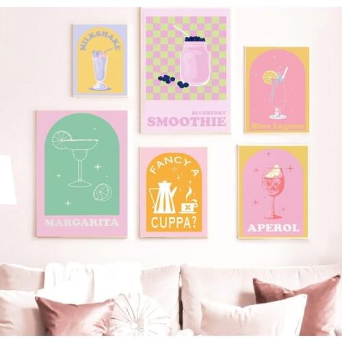 Whiskey Tequila Gin Cocktail Coffee Drink Wall Art Canvas Painting Nordic Posters And Prints Wall Pictures For Bar Room Decor