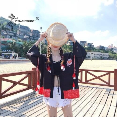 Kimono Cardigan Women Harajuku Summer Beach Casual Tops Japanese Lucky Cat Print Shirt Yukata Women Asian Kimono Cosplay Costume