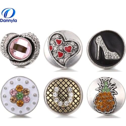 Pineapple Heart High Heels Snap Button Jewelry Crystal Horseshoe Snap Button Charms LSSN451/533