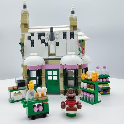 Moc Herris city House Non-Muggle Village Honey Duke Sweet Shop Blocks Magic World Candy House City Building Blocks Girls Toys