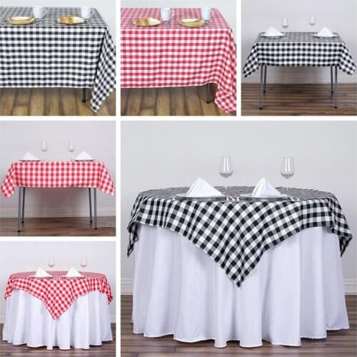 Nice Looking Plaid Tablecloth Rectangular Checkered Polyester Linen Table Cloth Overlay For Wedding Event Party Decoration