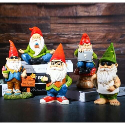 Creative Cute Zen Gnome Statue Garden Funny Hunting Dwarfs Sculpture For Home Desk Patio Indoor Outdoor Decoration Ornament