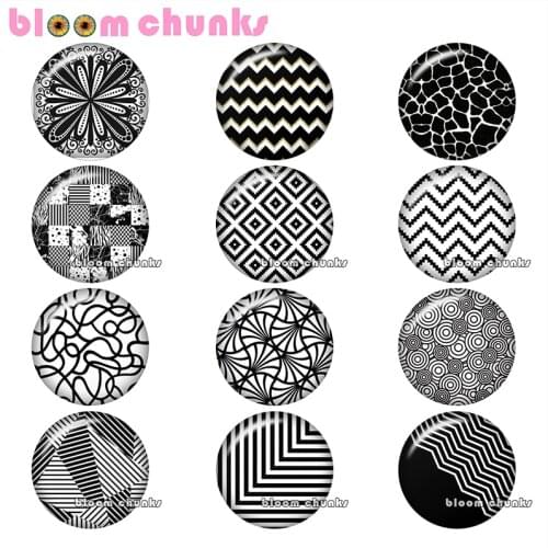 Round glass cabochon balck zigzag jewelry flat back Making findings 12mm/18mm/20mm/25mm A8321