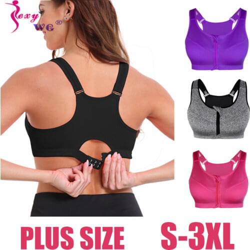 SEXYWG Hot Sports Bras Yoga Crop Top Women Sexy Zipper Push Up Vest Underwear Shockproof Gym Fitness Running Sport Tops Lingerie
