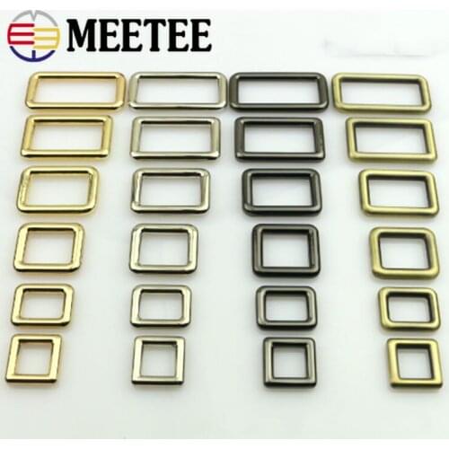 Meetee 5pcs 12-50mm Metal Square O D Ring Buckles Bag Adjustable Buckle DIY Backpack Straps Shoes Garment Leather Accessories