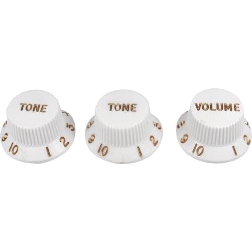 Musiclily Ultra Universal Fitting Size Strat Knobs 2 Tone 1 Volume Set for Fender Stratocaster ST Style Electric Guitar, White