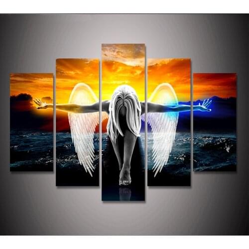 5pcs Full Square round Drill 5D DIY Diamond Painting,angels wings wall sticker 3D Embroidery Cross Stitch home Decor Gift TT5249