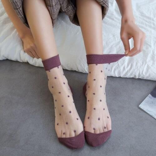 Low Transparent Socks Womens Spring Summer Glass Short Female Thin Crystal Silk Cotton Lace Mesh Boat Socks