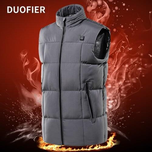 2021 New Men Winter Warm USB Heating Jackets 9 Areas Smart Thermostat Solid Heated Outdoor Clothing Cotton Jacket Plus Size 7XL