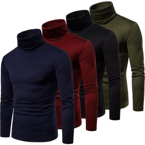 Autumn Winter Warm Cotton Sweaters Men Turtleneck Pullover Jumper Sweaters Tops Male Mens Clothes