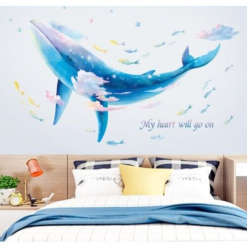 DIY Whale Wall Stickers Teenager Living Room Bedroom Kids Rooms Decor Aesthetic Pegatinas De Pared Self Adhesive Wallstickers