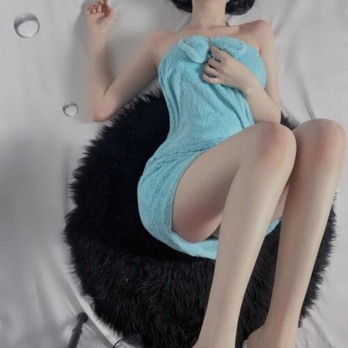 Sexy strapless bowknot towels changed split interest pajamas