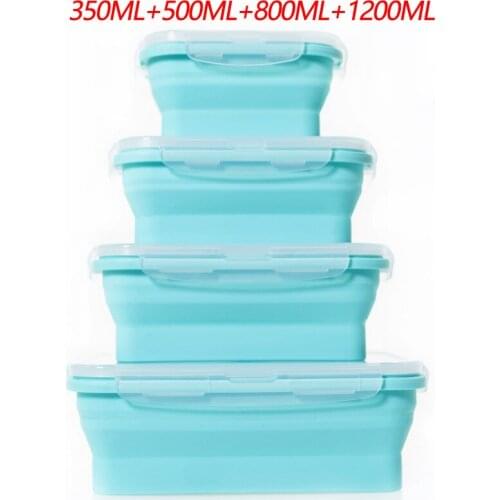 Silicone Folding Bento Lunch Box Collapsible Portable Lunchbox Dinnerware Meal Food Container For Kitchen CF-101