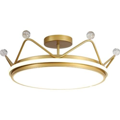Modern Ceiling Lamps Led Nordic Childrens Room Living Bedroom Indoor Decoration Lighting Fixtures Creative Golden Crown Lights