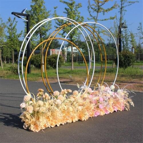 Wedding Arch Balloon Frame White Gold Wedding Props Birthday Party Decoration Marriage Column Metal Round Circle Backdrop Stand