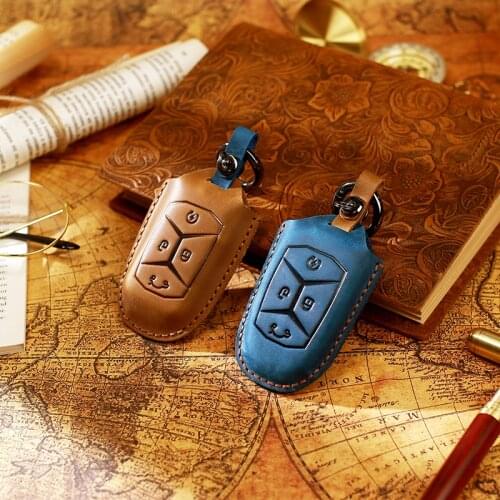 High quality Leather Car Key Case Cover Protective For Geely LYNK&CO 02 03 05 2017 2018 Auto Smart Remote Key Shell Accessories