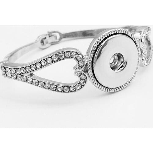 XH365 Vintage Crystal 18mm metal LOVE snap button bracelet for Women girls